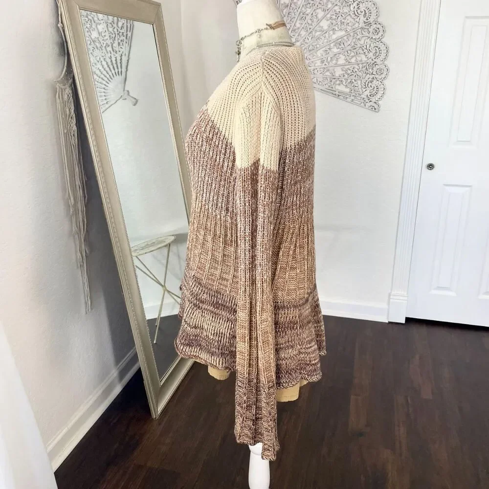 Bcbgmaxazria Y2K Flared Brown Tan Crean Knit Knitted Button Up Cardigan L - Picture 4 of 7
